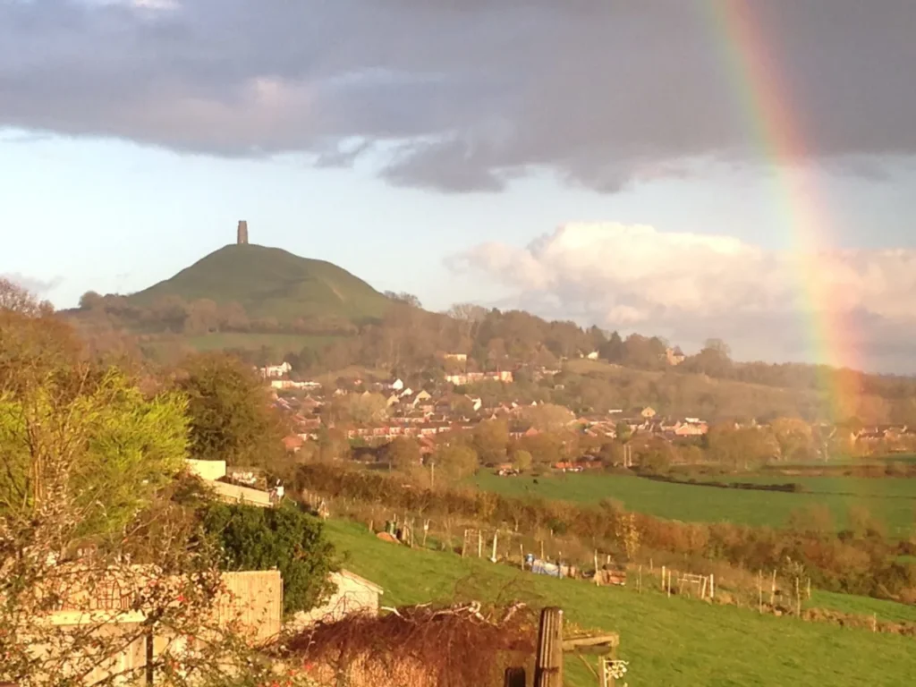 View of Glastonbury Tor rainbow