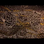Gold and silver Light language lines on black paper by Michiel Kroon